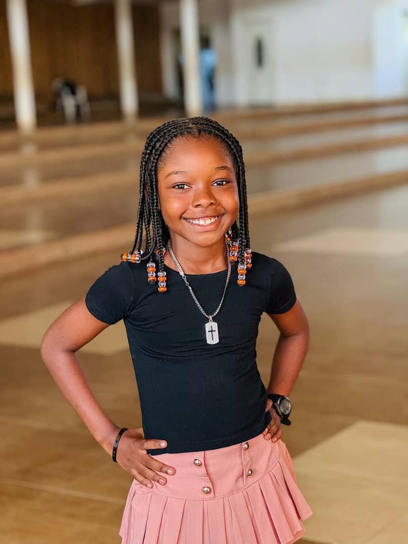 Kids box braids with colorful beads